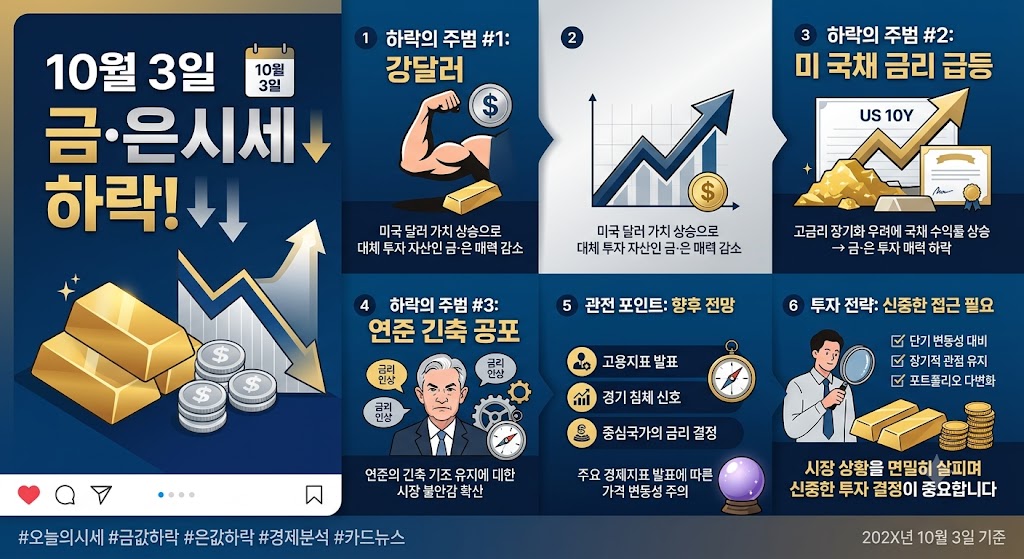10월 3일 금시세·은시세|순금 한 돈 78만7천원, 금값 하락 이유와 투자 체크포인트