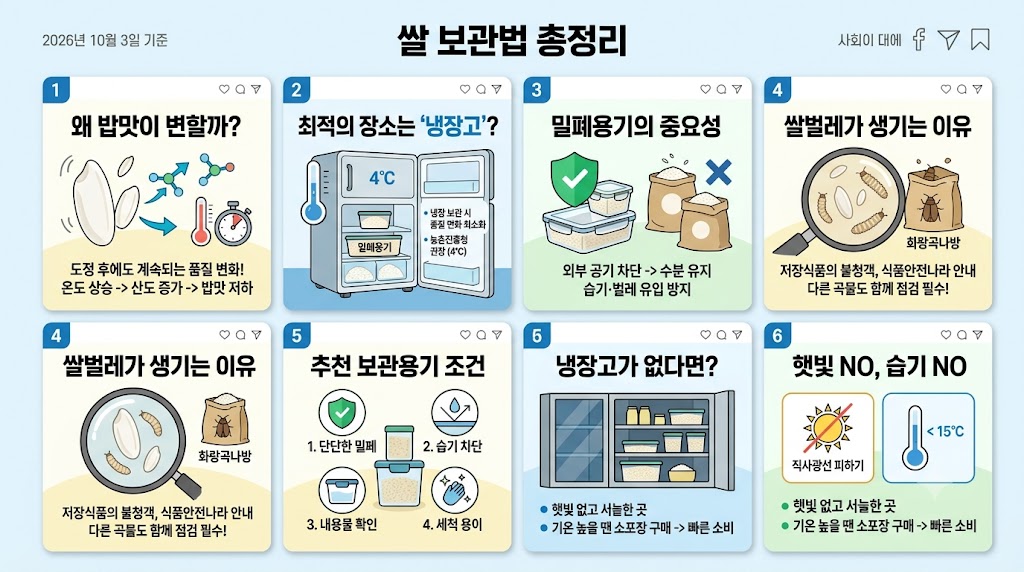 쌀 보관법 총정리 | 쌀벌레·곰팡이 예방법부터 냉장 보관까지