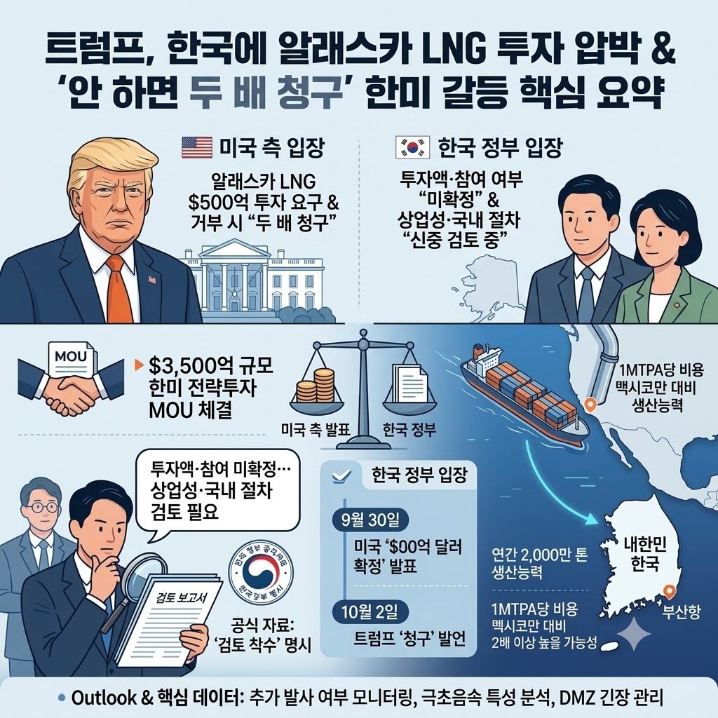 트럼프 알래스카 LNG 투자 압박, 한국은 정말 500억 달러를 투자하기로 했을까