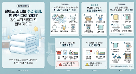 수건 쉰내 제거 방법|빨아도 냄새나는 이유와 다시 안 나게 하는 세탁법